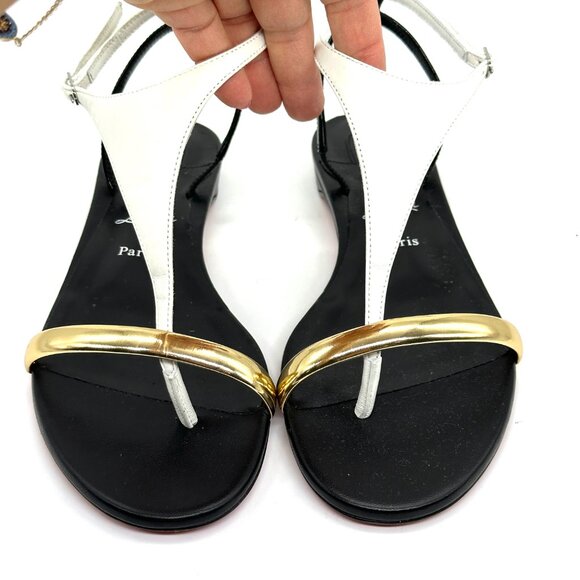 Christian Louboutin ATHINITA Athina T Strap Flat Gladiator Sandals Shoes - Picture 11 of 14